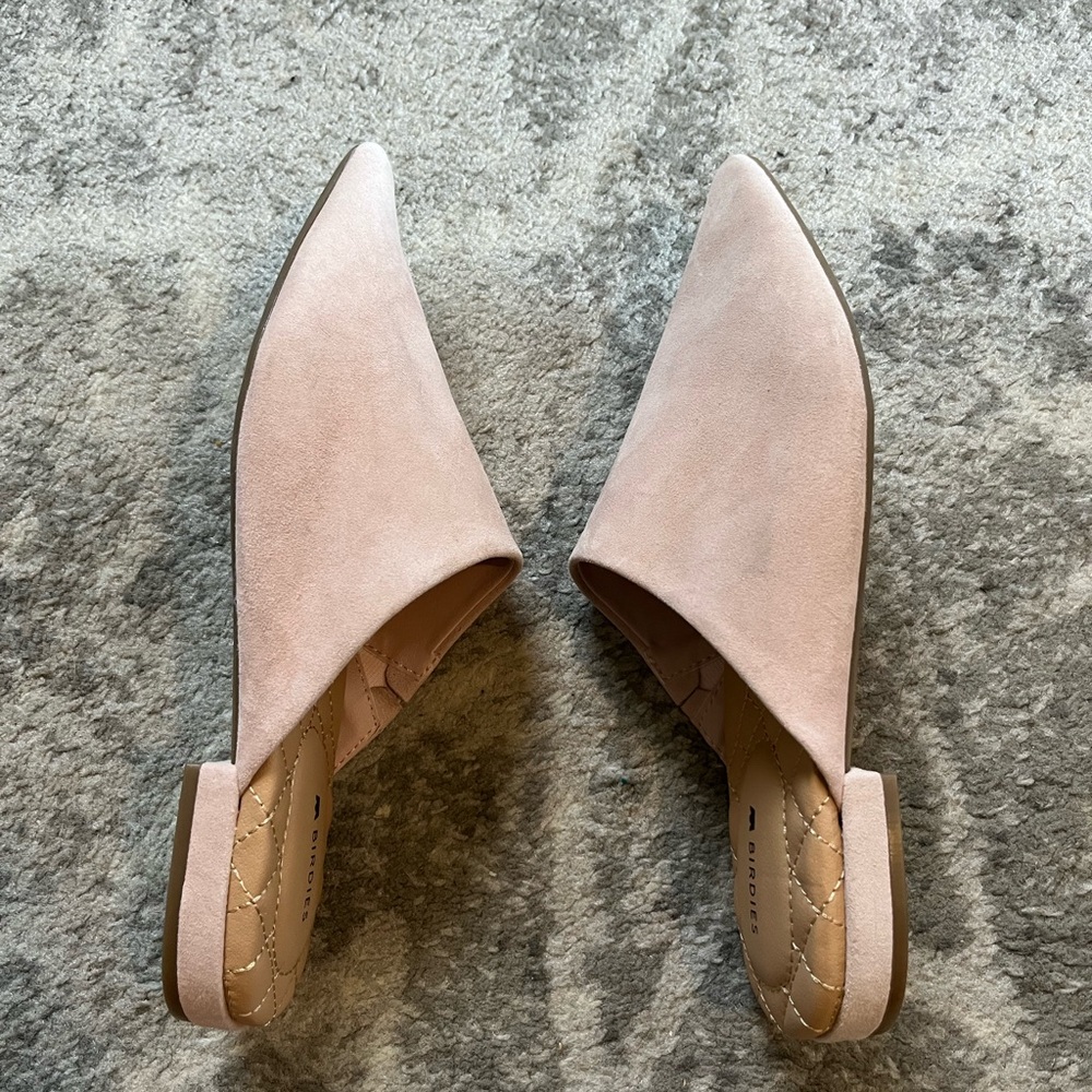 Birdies Pink Suede Mules with Quilted Comfort - Picture 8 of 8